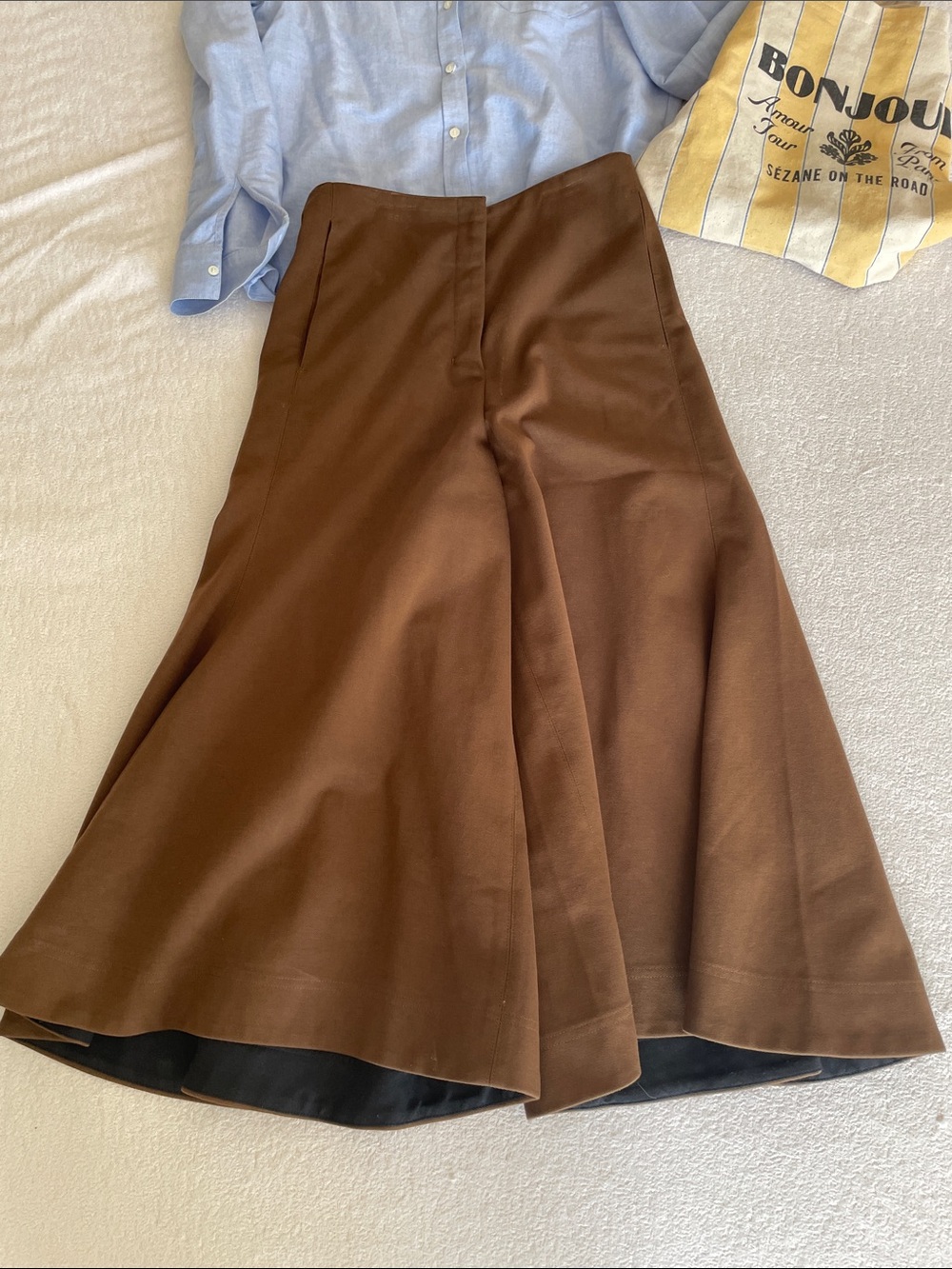 LA Designer Brown A-Line Midi Skirt - Classic Women's Skirt - Picture 2 of 7